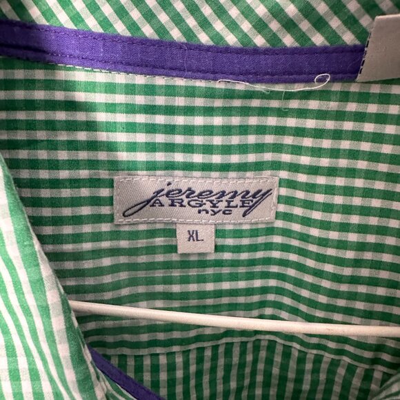 EUC Jeremy Argyle NYC Mens Long Sleeve Button Up Green White Plaid XL - Picture 2 of 4